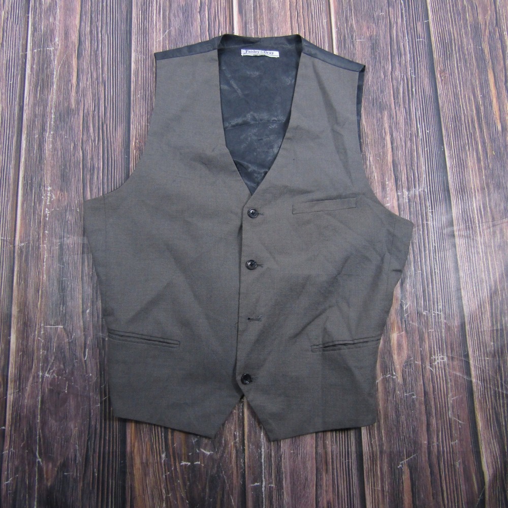 Paisley & Gray Vest Men Large Gray Button Front Paisley Back